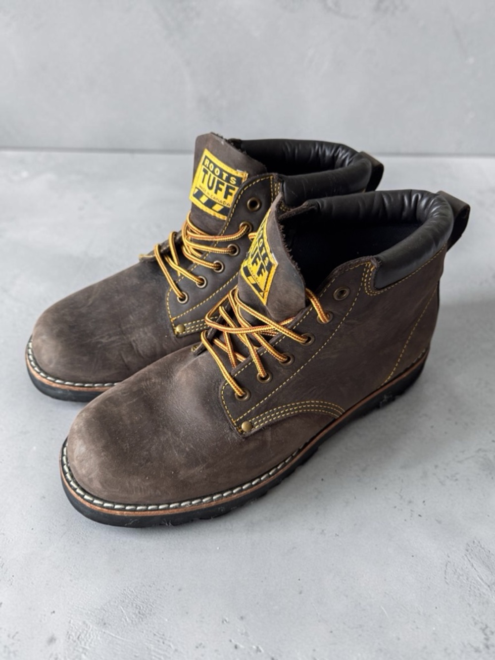 Vintage Roots Tuff Made in Canada Men’s Dark Brown Leather Work Boots Size 10